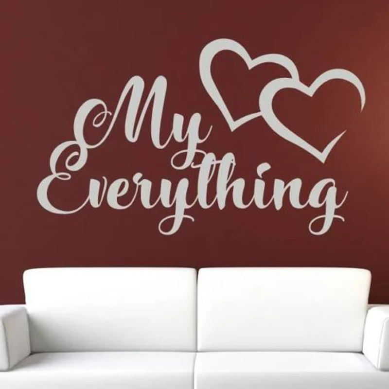 My Everything Love Hearts Message Vinyl Removable Wall Stickers for