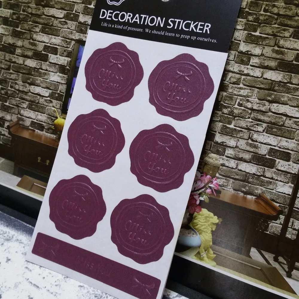 

Embossed imitation bronzing decorative stickers, imitation metal seal three-dimensional decorative stickers a pack of six sticke