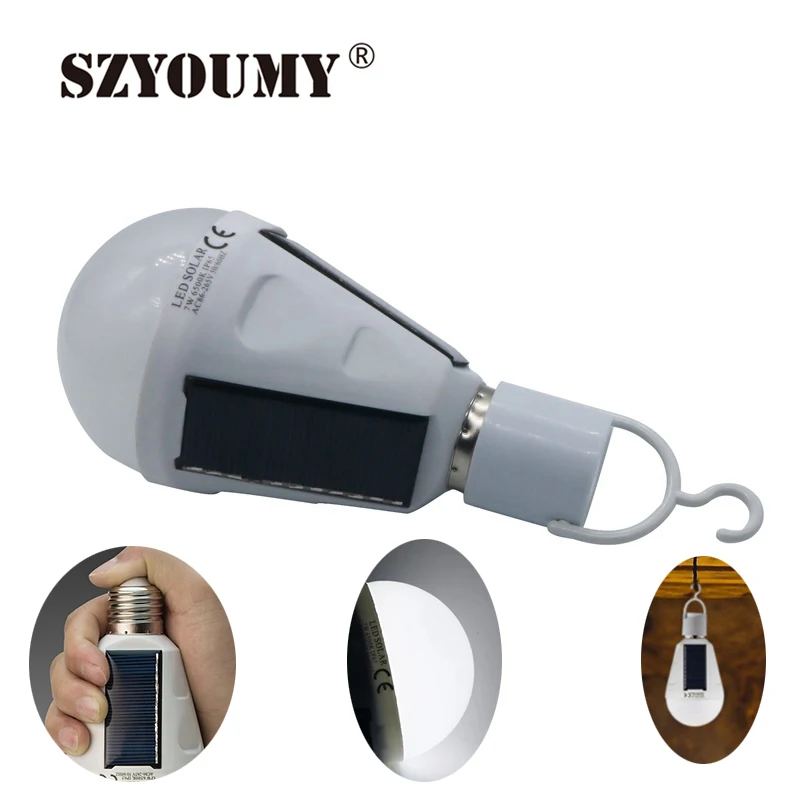 

SZYOUMY E27 7W Solar Lamp 85-265V Energy Saving Light LED Intelligent Lamp Rechargeable Solar Bulb Free Ship To Puerto Rico Best