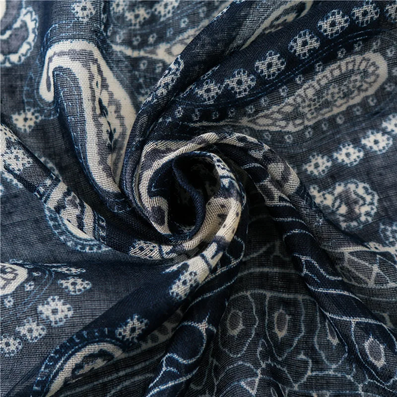 Для женщин Высокое качество темно-синий ретро кешью орех Цветочная вискозная тёплый платок на шею шали осень зима Мусульманский Хиджаб Пашмины Обертывания