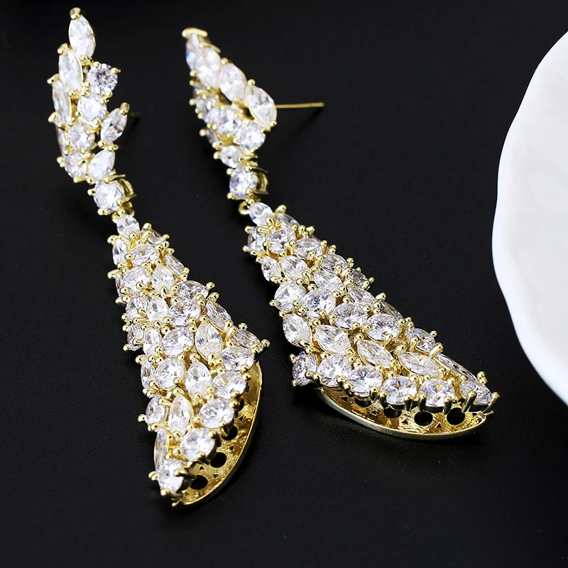

Irregular Luxury Spiral Earrings Top AAA+ Zirconia Paved Pendant Drop Earrings XIUMEIYIZU Fashion Women Banquet Jewelry