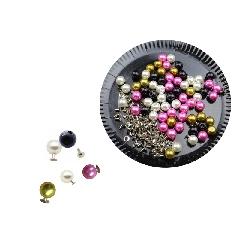 

50Sets 10MM Color Imitation Pearl Rivets DIY Garment Leather Accessories Beads Spikes For Cloths Wedding Decor Rivets Pearls Set