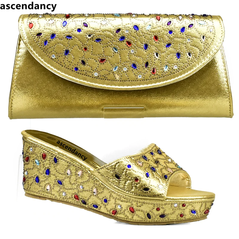 

Gold Color Matching Shoes and Bag Set In Heels African Shoes and Matching Bags Italian Shoes and Bags To Match Shoe with Bag Set