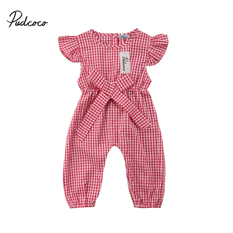 Pudcoco baby girl plaid Romper bebé recién nacido ropa niño recién nacido ropa de bebe niño Verano de manga corta trajes Pudcoco baby girl plaid Romper bebé recién nacido ropa niño recién nacido ropa de bebe niño Verano de manga corta trajes