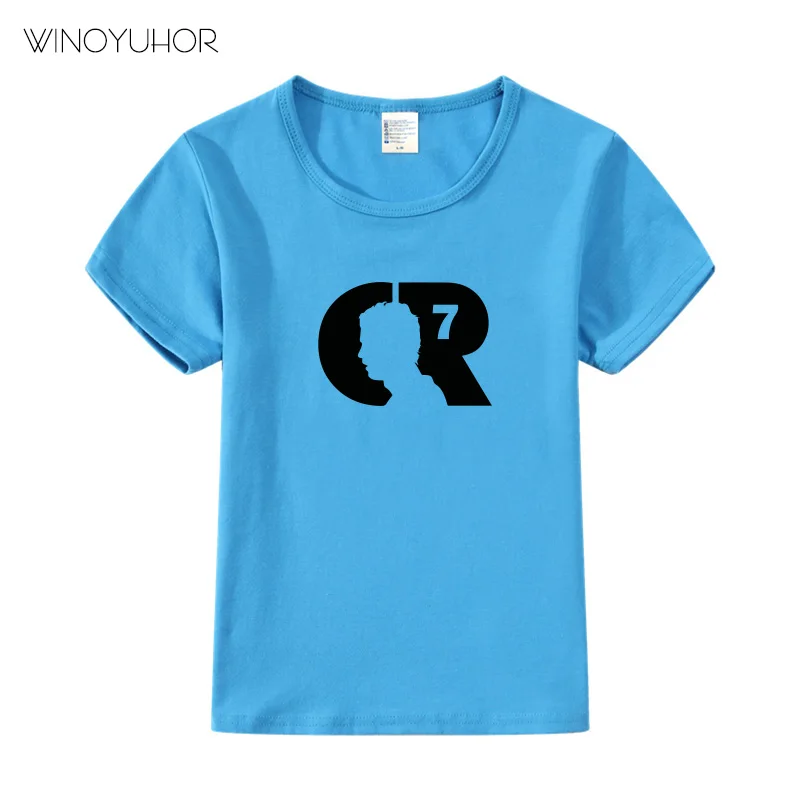 Kids CR7 Cristiano Ronaldo Print T-shirt Clothes Summer Casual Short Sleeve T Shirt Boys Girl Football Tshirt Cool Tee Tops - Цвет: Blue