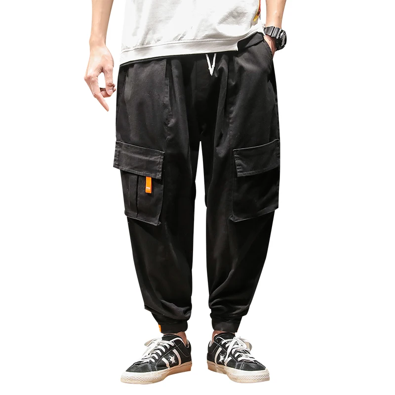

2019 New Summer Casual Pants Male Multi Pocket Pants Elastic Waist Pants Plus Size Men Joggers Streetwear Moletom Masculino Mid