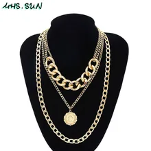 MHS. SUN увеличенное металлическое женское многослойное ожерелье, модное Европейское Стильное ожерелье-цепочка, Серебряное/золотое винтажное ювелирное изделие, аксессуары
