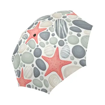 

Sea shell stars New Compact Travel Umbrella,Windproof, Reinforced Canopy,3 Folds Auto Open/Close Anti-UV Umbrella