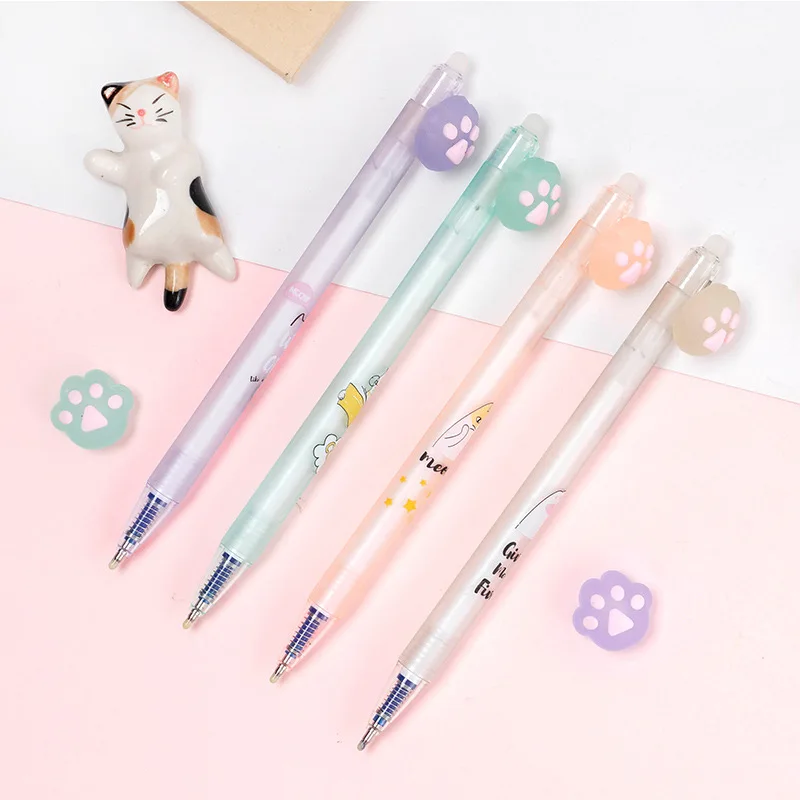 Kawaii meow Кошачий коготь стираемая гелевая ручка Милая синяя чернильная