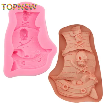

DIY Pirate Ship Silicone Cake Mold Viking Modeling Fondant Chocolate Mould Cake Decorating Tools Baking Ice Tray Soap C2985