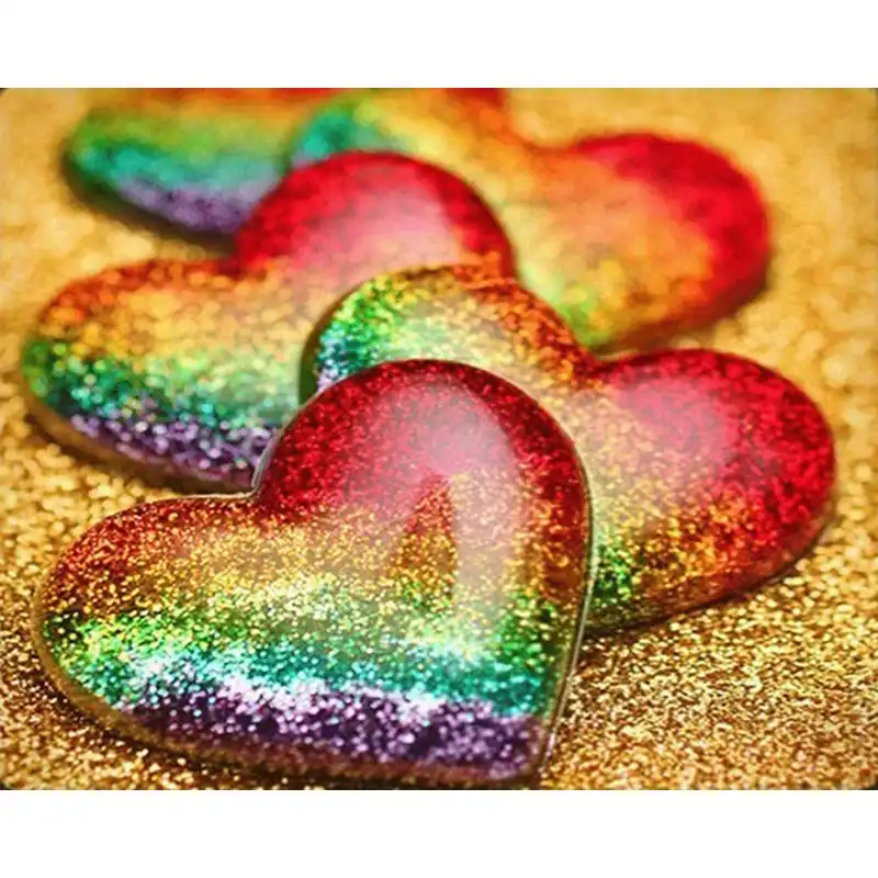 トップ 虹ハート愛の絵 30 40 ダイヤモンド刺繍 5d ダイヤモンド塗装クロスステッチの絵のラインストーンダイヤモンド 絵画 書道 Aliexpress