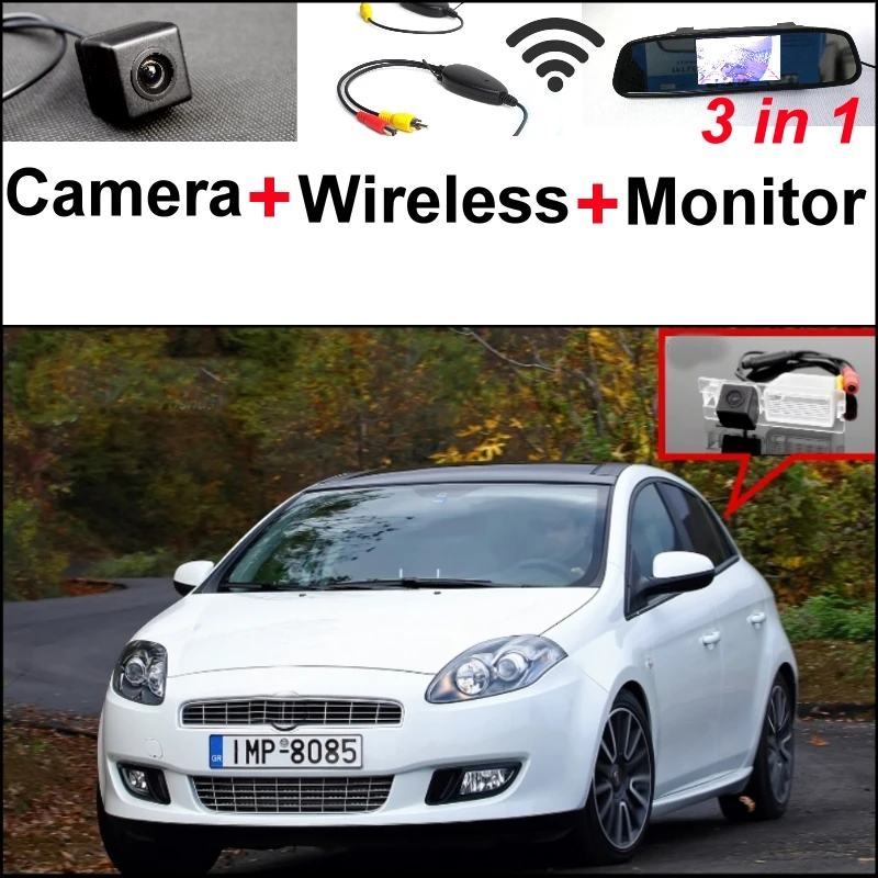 

3 in1 Special Rear View Camera + Wireless Receiver + Mirror Monitor Backup Parking System For FIAT Bravo Brava Ritmo 2007~2015