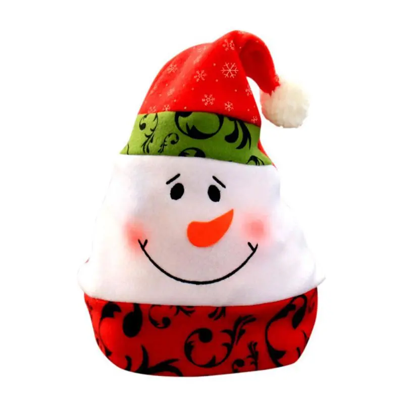 Разноцветные рождественские шапки с милым рисунком Санта-Клауса, снеговика, рождественские шапки для взрослых детей на Рождество, вечерние украшение для дома магазина - Цвет: 28x41cm