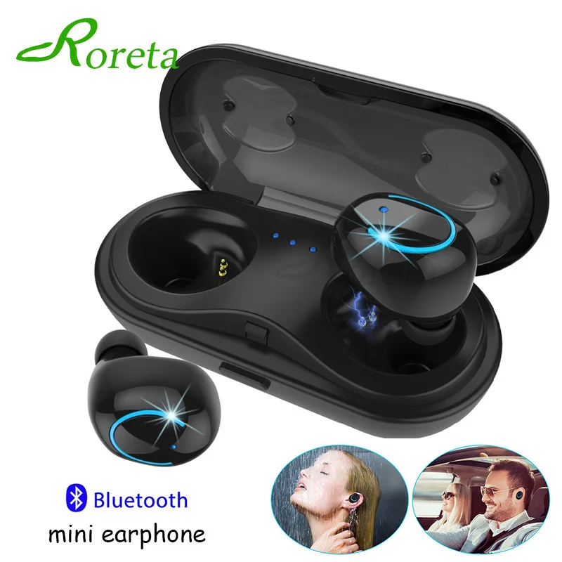 

Roreta Hot Sell Q18 TWS mini wireless earphone bluetooth noise canceling earphones phone earbuds headset with mic Charging Case