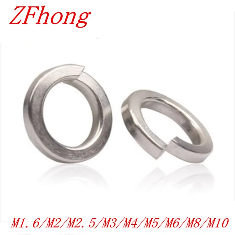 

100pcs DIN127 M1.6 M2 M2.5 M3 M4 M5 M6 M8 M10 304 Stainless Steel Spring Washer Split Lock Washers