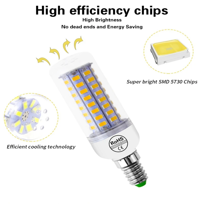 

E27 220V LED Lamp 5730 SMD LED Bulb E14 Corn 24 36 48 56 69 72 Leds Lamp Bombillas Light Bulbs Lampada Ampoule Lighting