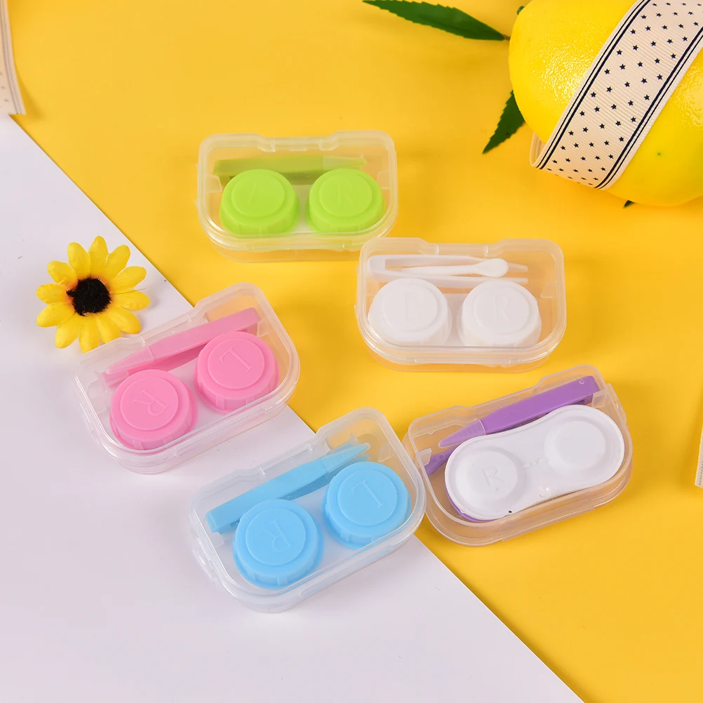 

Random Color Fashion Best Transparent Pocket Plastic Contact Lens Case Travel Kit Easy Take Container Holder Hot sale