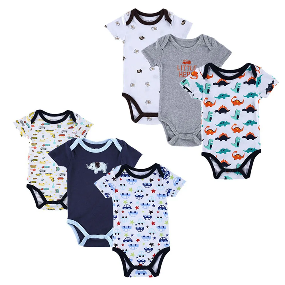 6pcs/lot 3M 12M Baby boys Bodysuits 2017 New Summer Fashion 100 Cotton