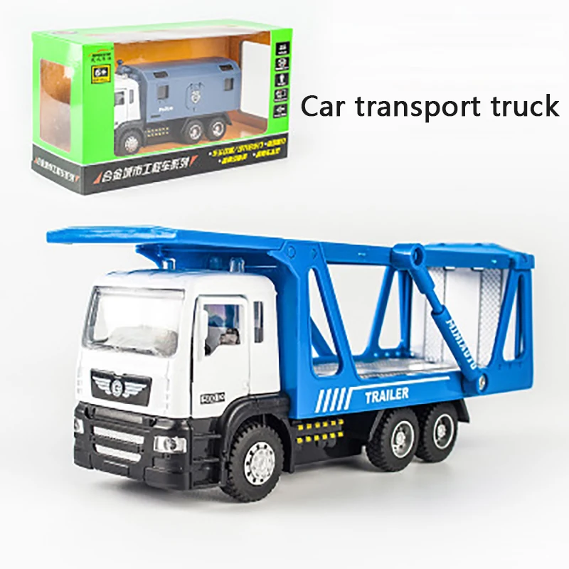 

KIDAMI 1:50 car transport truck Engineering vehicle Alloy Pull Back Diecast Car Model Toy with sound light Gift toy for children