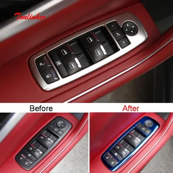 

Tonlinker Interior Windows Control Panel Cover sticker for Maserati Levante 2018-19 Car styling 4 Pcs ABS/Metal Cover stickers