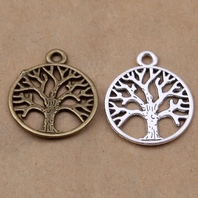 

20pcs/lot Antique Silver Antique Bronze Color Hollow Out Tree of Life Charm 25x20mm Big Double Side Necklace Pendant DIY Jewelry