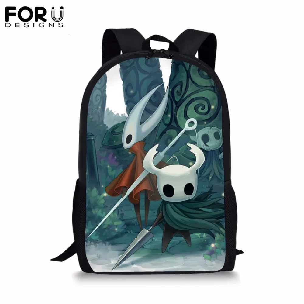 

FORUDESIGNS Game Hollow Knight Orthopedics School Backpack Bag Boy Men 16 inch Soft BookBag Teenager Student Book Bag Mochila