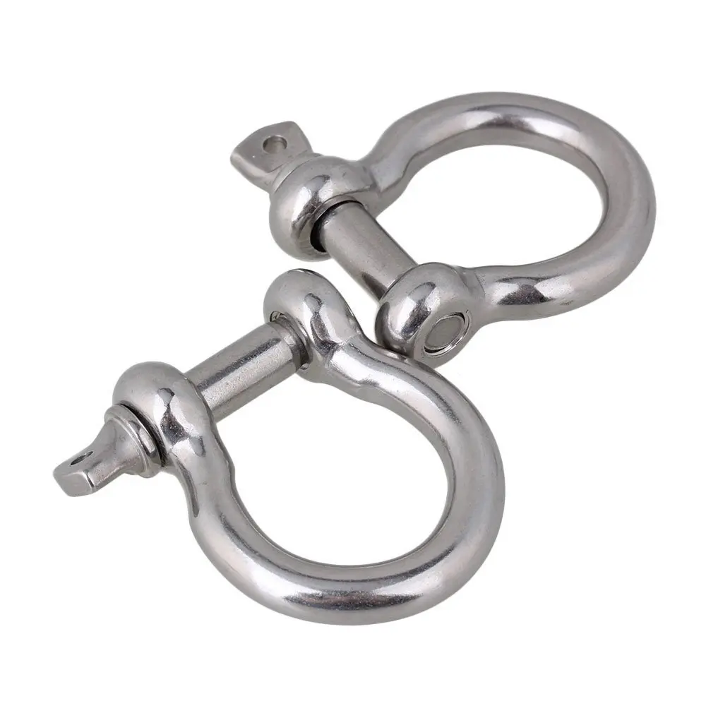 

Silver 304 Stainless Steel European Style M8 Anchor Shackle Bow Rigging with Pin Clevis Ring Pack of 2