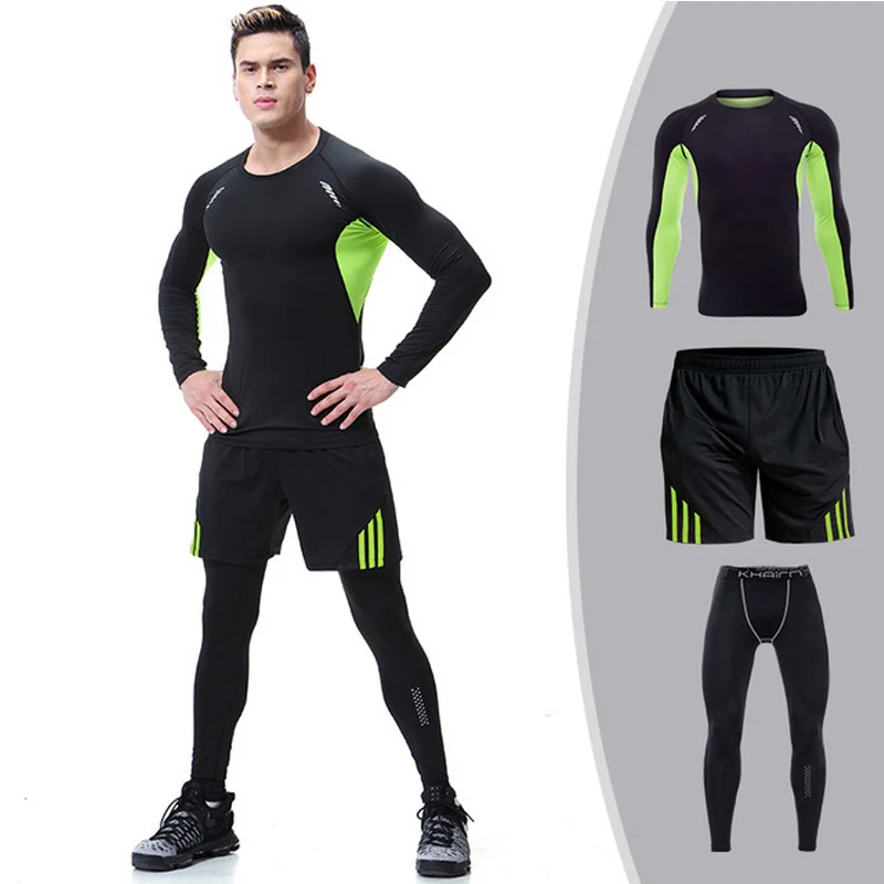 Quick Dry Sports Suits Gym Workout Clothing For Mens Compression Set ...