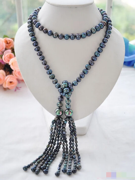 

song voge gem nanJ0368 peacock black round freshwater pearl necklace