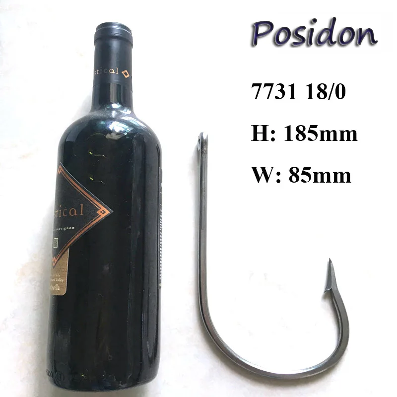 Posidon 7731 18/0 Stainless Steel Fish Hooks Sea Big Game Shark Large J Type Trolling Tuna Bait | Спорт и развлечения