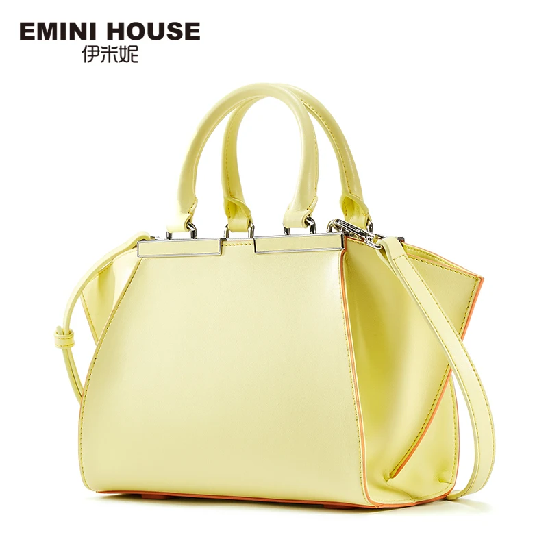 EMINI HOUSE Tote Bag Split Leather Trapeze Shoulder Bag Women Messenger