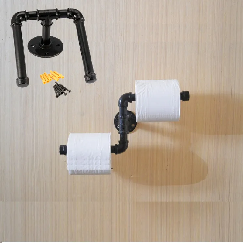 MTTUZK черная железная труба держатель туалетной бумаги промышленный Ретро стиль туалетная Рулонная Бумага кольцо настенный держатель ролика MT1903
