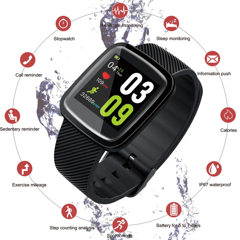 

Color Screen Smart Watch Men Women Smart Bracelet Fitness Tracker Heart Rate Monitor Fitness Program Watches For IOS Android