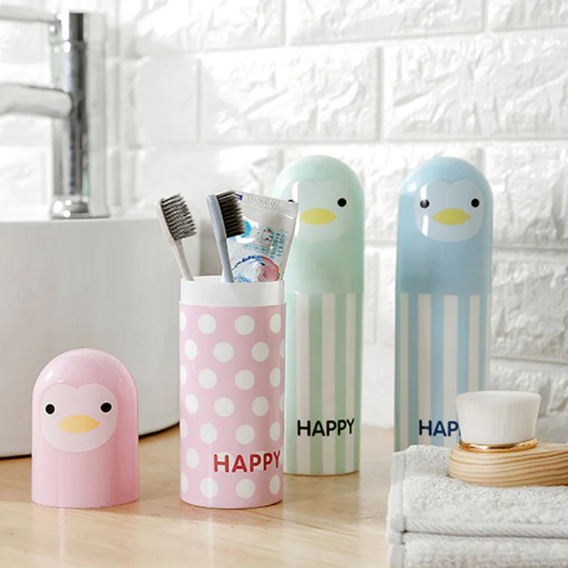 

Creative Cartoon Penguin Toothpaste Storage Box Travel Portable Couples Wash Gargle Cup Multifunction Bathroom Accessories