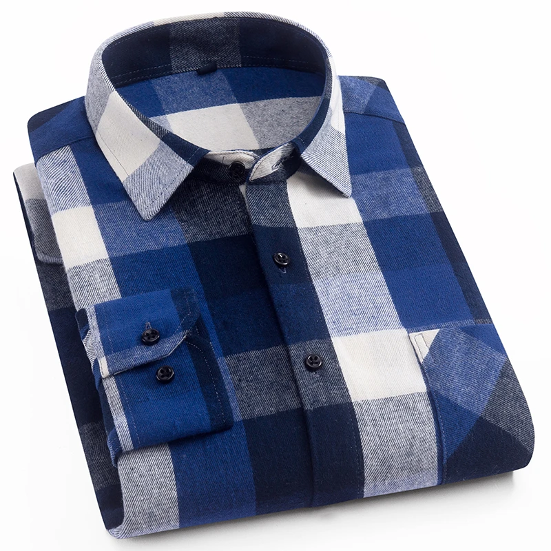 LISIBOOO New Fashion Mens Shirt Long Sleeved Cotton Men Shirt Plaid Casual Shirt Male Business Shirt Camisa Masculina