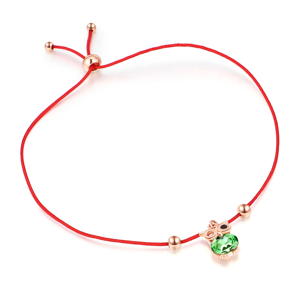Винтажные кристаллы от Swarovski ручной красной нитью Канатный браслет с подвесками для женщин и мужчин браслеты «Сова» Лучшие пожелания подарок дружбы