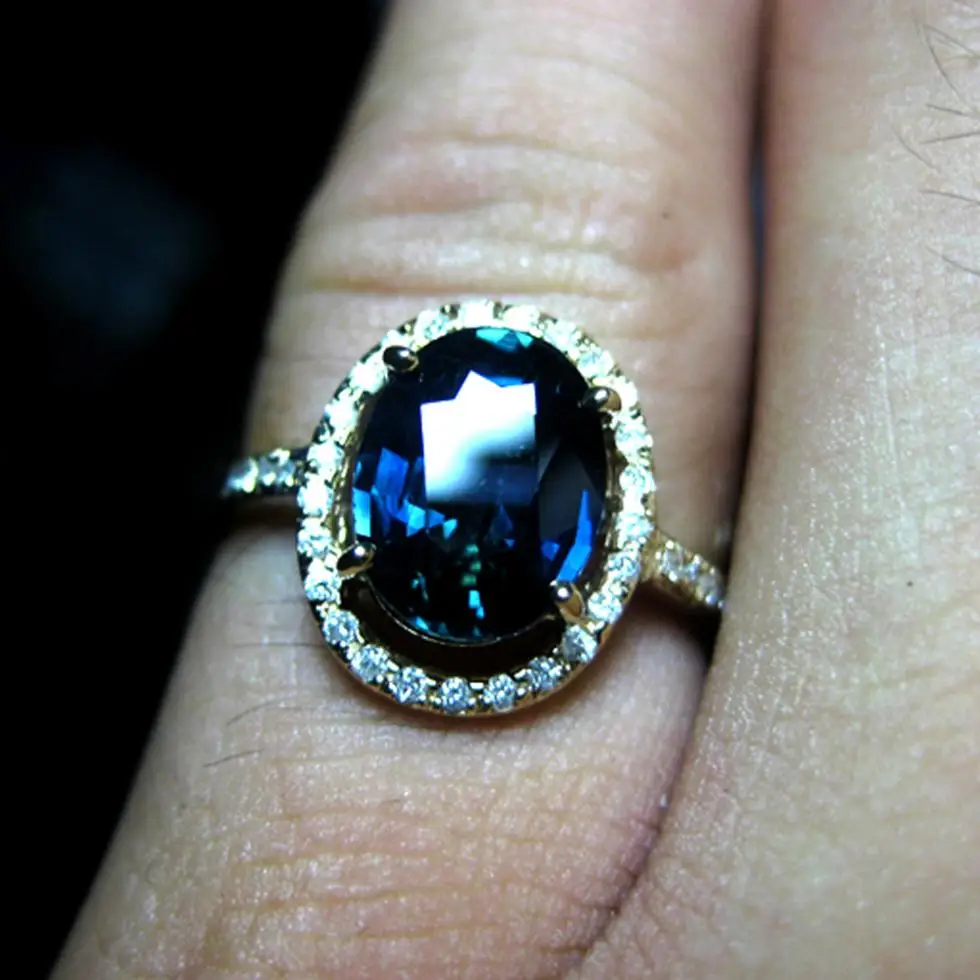 

2.3Carat Natural Sapphire Colletction 18K Yellow Gold Lowest Price Natural Diamond Women's King Ring Queen unparalleled gem