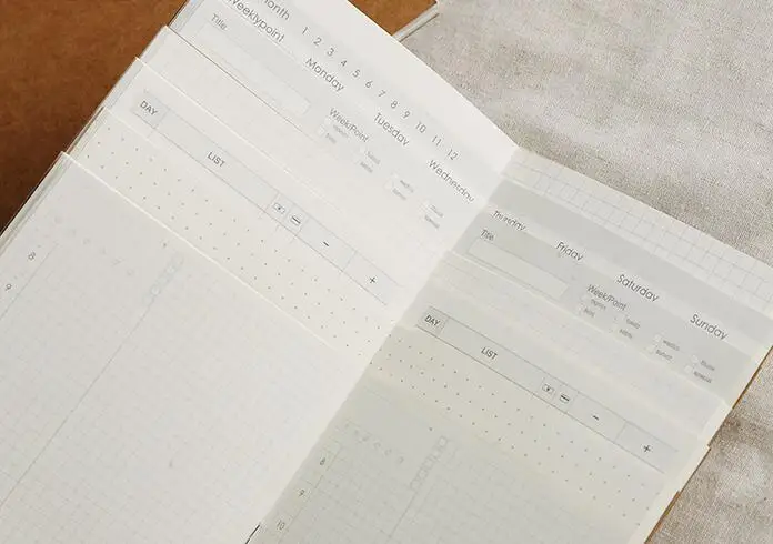 3," x 6,5" блокнот для путешественника Midori 95 мм x 165 мм пустая бумага с точечной сеткой, бумага с графом, 32 листа, карман, A6 стиль