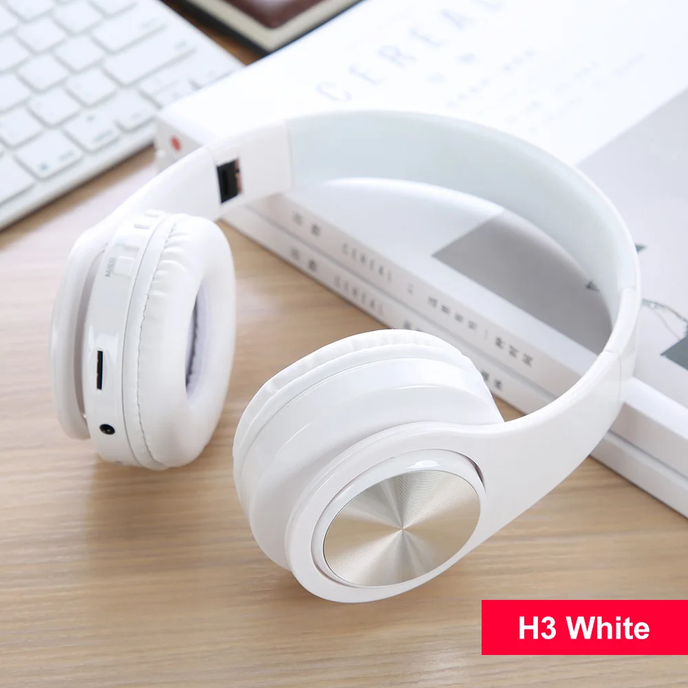 Bluetooth стерео наушники, гарнитура, беспроводные наушники, складные, с подсветкой, TF карта, MP3 Воспроизведение, FM радио, громкая связь - Цвет: H3-White