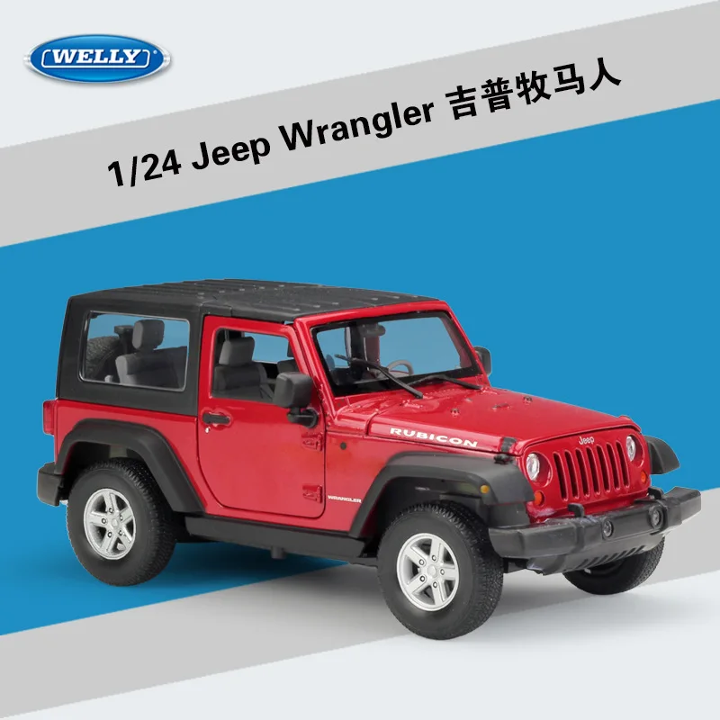 WELLY 1/24 масштаб США 2007 Jeep Wrangler SUV литая модель металлическая модель автомобиля игрушка для подарка/коллекции/украшения/детей - Цвет: Красный