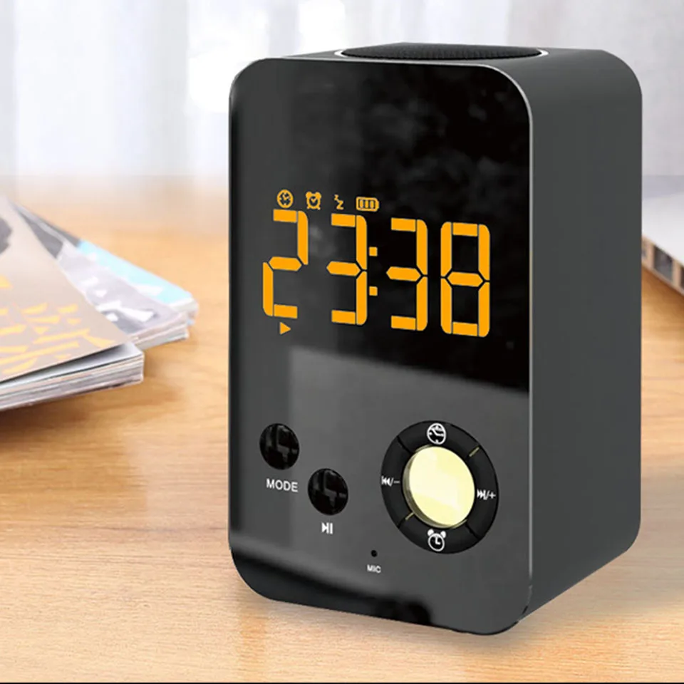 

2018 New Wireless Bluetooth Speaker Large LED Display Alarm Clock Subwoofer For AUX TF Card Voice Prompts Handsfree Speakers