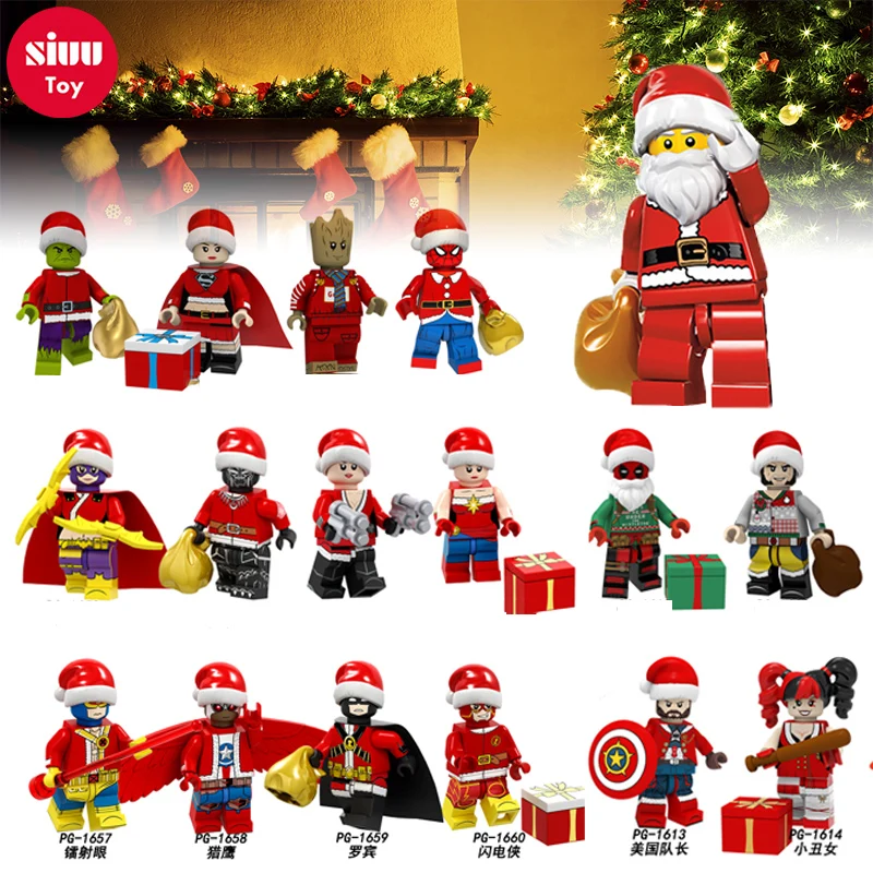 

Legoing Christmas set festival Gift Santa Claus Elk Joker Grinch Building Blocks Model Compatible With Legoings Figures Toys YF
