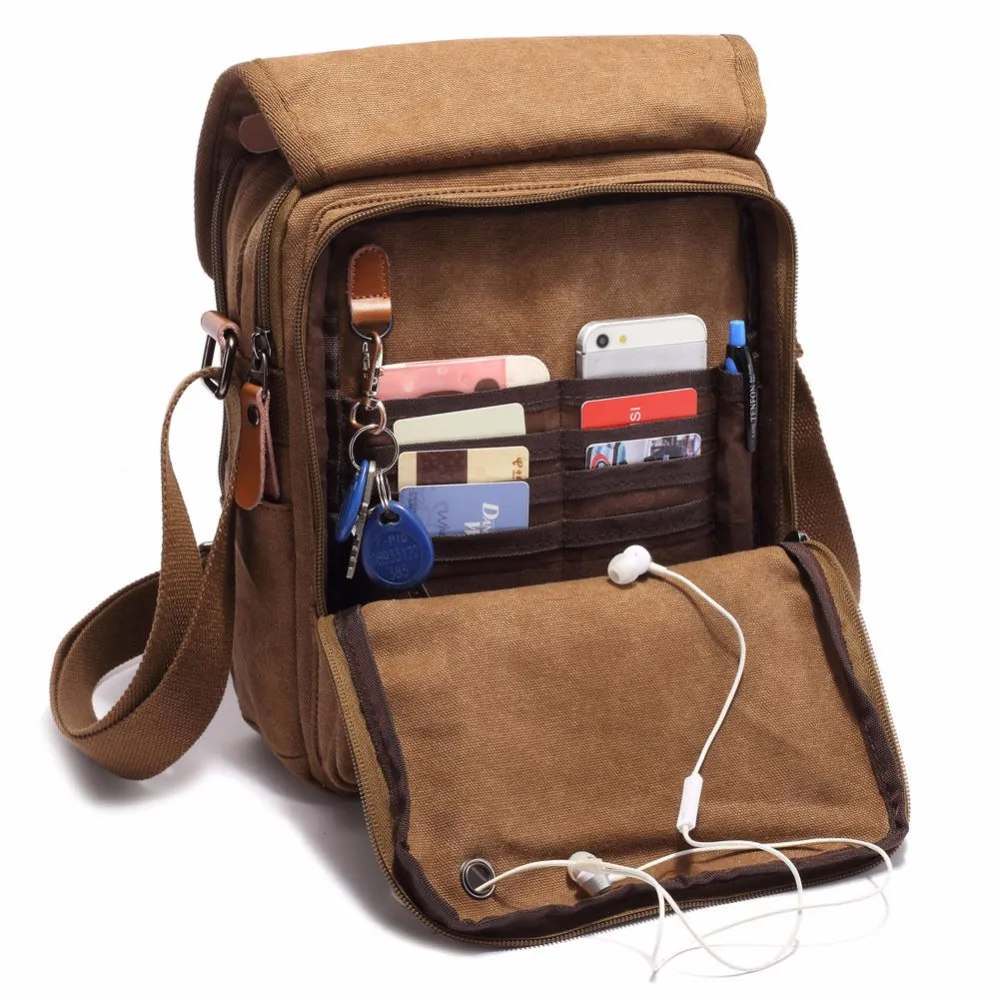 Men/'s Vintage Canvas Shoulder Bag Satchel Travel Hiking Cross body bags Outdoor