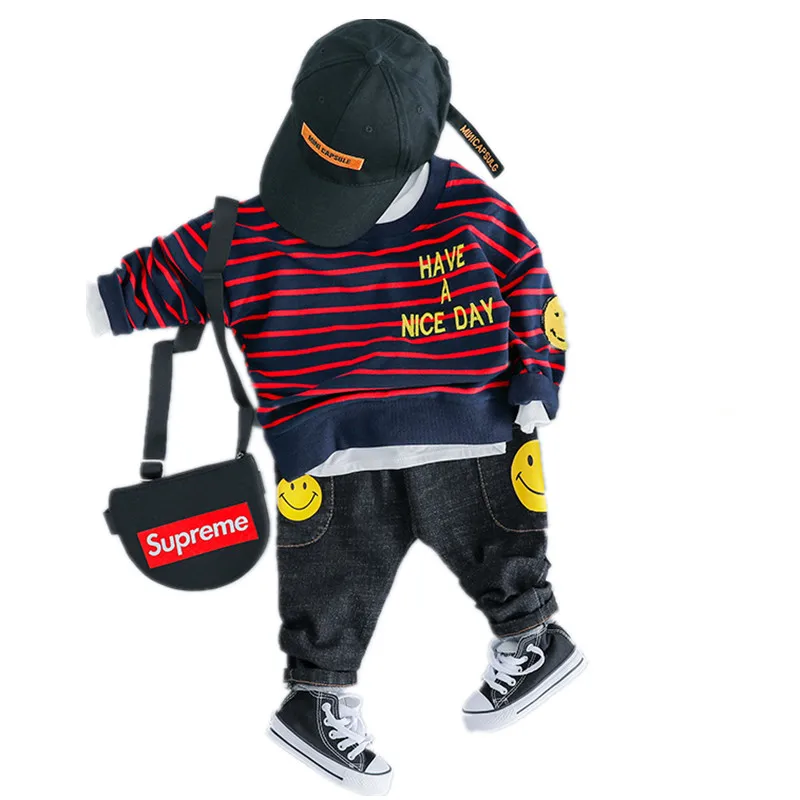 

MANJI Baby boys clothes suit 0-3y Autumn 2018 New Fashion Style Cotton Patchwork A9003 Children clothes Boys Clothing Sets