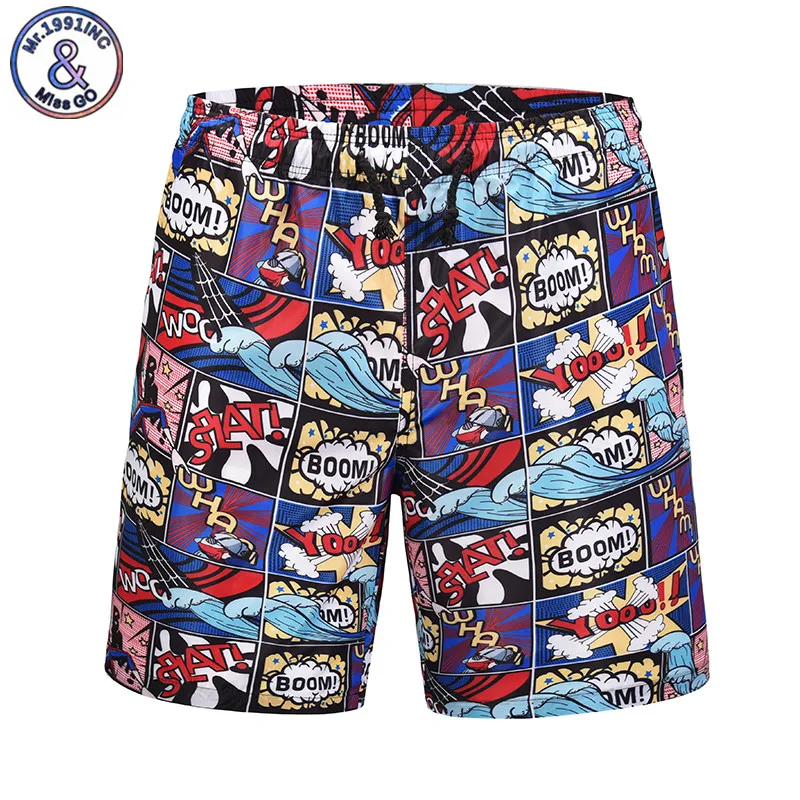 Mr.1991INC бренд для мужчин доска короткие летние повседневное пляжные шорты принт мультфильм бум Boardshorts Drawstring Homme XXL