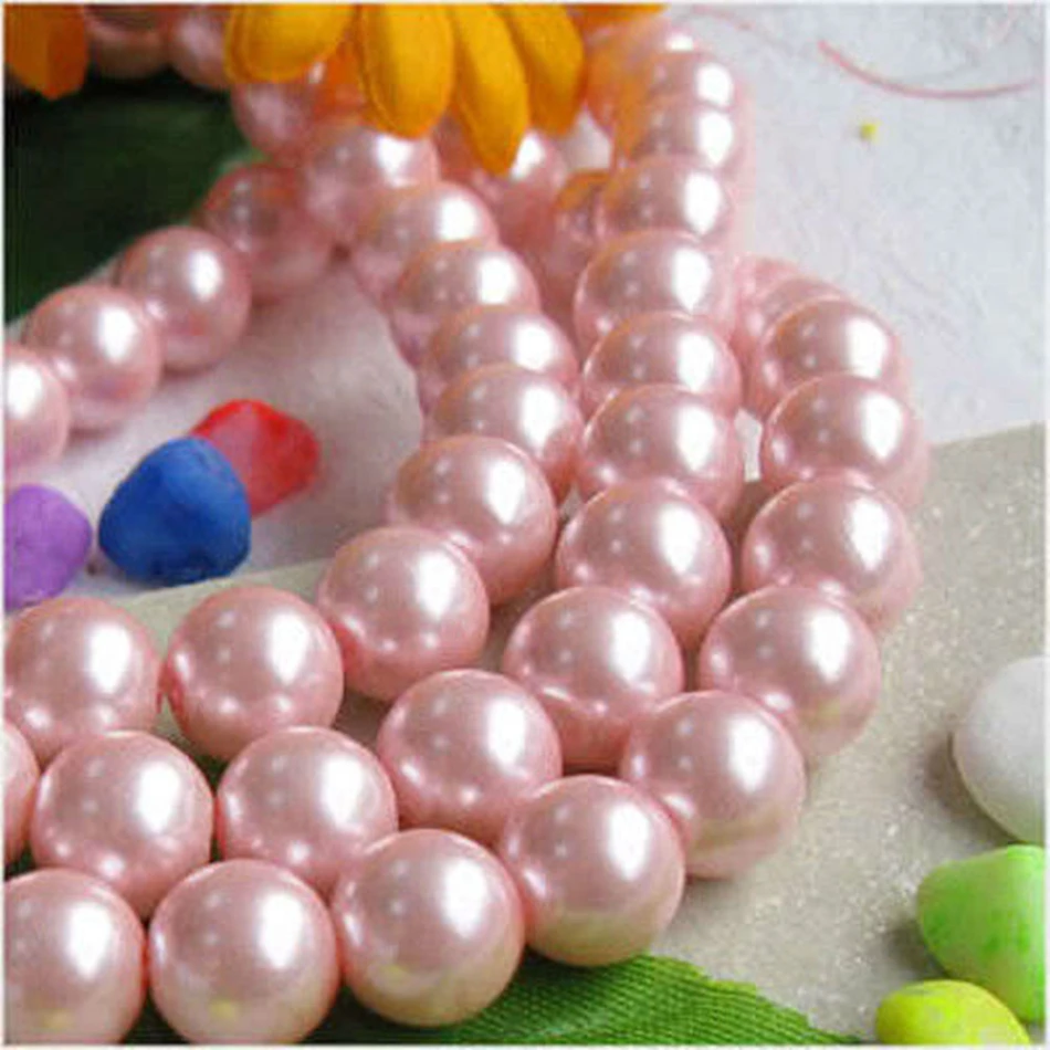 

Wholesale price 8mm pink imitation shell pearl loose beads new fashion women spacers accessories jewelry making 15inch BV194