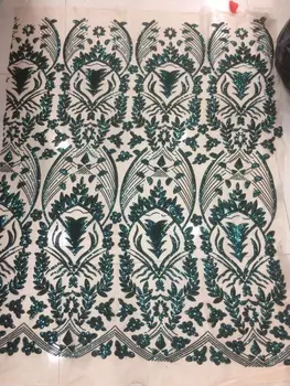 

Hot selling CiCi-112503 African sequins Lace High Quality African Tulle french Lace Fabric For Wedding Dress