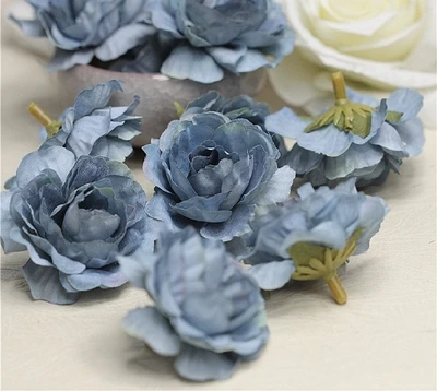 5 см гибискус хлопок Искусственные цветы «сделай сам» свадебное украшение гирлянда целующийся шар цветок стена белый красный розовый цветок головы - Цвет: 6pcs blue color