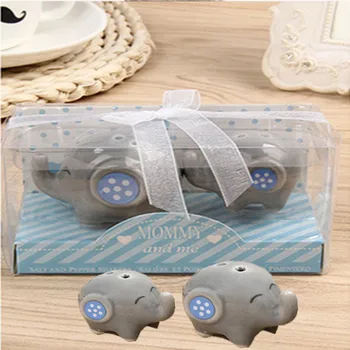 

100pcs 50set Baby Shower Mommy And Me Little Peanut Elephant Ceramic Salt And Pepper Shaker Wedding Favors