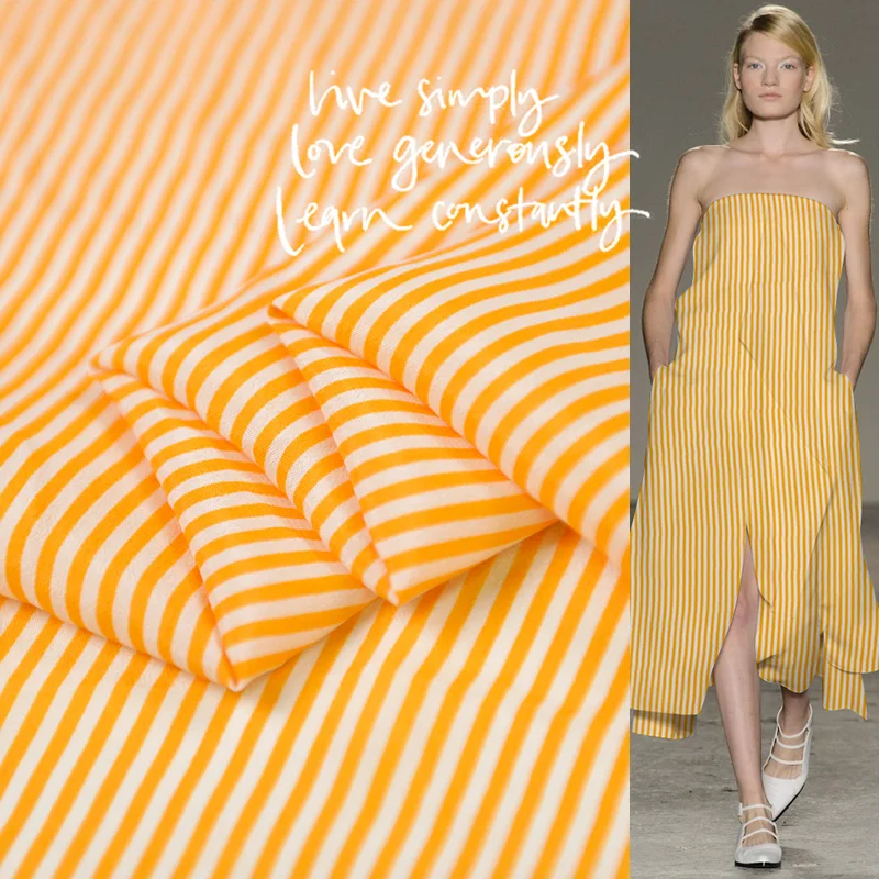 

thin stripe silk fabric soft silk cotton crepe de chine material non-transparent